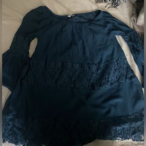 Small blue mini flowy dress with floral pattern